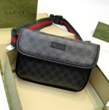 Túi đeo chéo bụng ngực Gucci Đen nắp gập họa tiết monogram Like Auth on web fullbox box nam châm bill thẻ