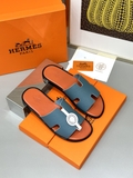 Dép lê sandal Hermes Xanh Ngọc đế Cam Đế gỗ da bò bản Like Auth 1-1 on web Full 3 box bill thẻ phụ kiện