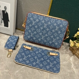 Túi ví đeo chéo Louis Vuitton LV Trio Combo 3 trong 1 Vải bò Xanh monogram new 2024 Like Auth on web fullbox bill thẻ