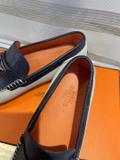 Giày moca lười Hermes phối màu Đen Trắng tag móc khóa Like Auth 1-1 on web fullbox