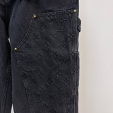 Quần Jean Louis Vuitton Đen họa tiết monogram khóa zip gấu Like Auth 1-1 on web