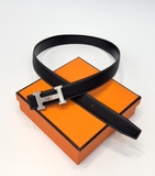 Thắt lưng, dây nịt, belt Hermes mặt trơn 18k dây nịt Đen sần kẻ chỉ Trắng 85-110cm fullbox Like Auth 1-1 on web