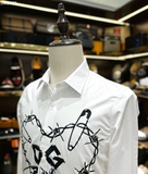 Áo sơ mi dài tay Dolce Gabbana họa tiết Hoa Hồng Gai cài ghim băng logo DG ngực Like Auth 1-1 on web