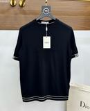 Áo phông T shirt Dior len mỏng logo check tay kẻ cạp Like Auth on web