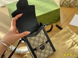 Túi đeo chéo Gucci mini Phone Horsebit 1955 tag da Đen họa tiết monogram New 2024 size17x12x4cm Like Auth on web fullbox bill thẻ