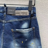 Quần short jean bò ngố đùi Dsquared2 Xanh rách xước vá wash vẩy sơn tag vải Like Auth 1-1 on web