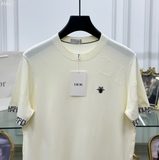 Áo phông T shirt len Dior check tay monogram logo dệt nổi ngực bo cổ Like Auth on web