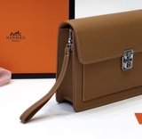 Túi ví Clutch Hermes cầm tay Nâu da bò new 2024 size 28x18x3cm Like Auth on web fullbox bill thẻ