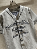 Áo sơ mi cộc tay Dior Baseball Jersey Xám kẻ sọc Like Auth 1-1 on web