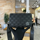 Túi hộp Louis Vuitton 2 khóa đeo chéo vân caro nổi logo tag Trắng 18x5x11x6.5cm Like Auth on web fullbox bill thẻ