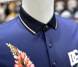 Áo polo Dolce Gabbana Xanh than họa tiết Thỏ và Hoa Like Auth 1-1 on web