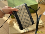 Túi đeo chéo Gucci mini Phone Horsebit 1955 tag da Đen họa tiết monogram New 2024 size17x12x4cm Like Auth on web fullbox bill thẻ