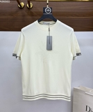 Áo phông T shirt Dior len mỏng logo check tay kẻ cạp Like Auth on web