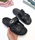 Dép sandal Gucci để cao quai khắc monogram tag đồng Like Authentic 1-1 on web