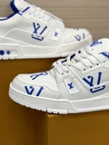 Giày sneaker Louis Vuitton Trainer Trắng logo LV Xanh Dương Like Auth on web fullbox bill thẻ phụ kiện