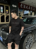 Áo phông T shirt Gucci logo ngực đính đá new 2024 Like Auth on web