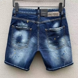 Quần short jean bò ngố đùi Dsquared2 Xanh rách xước vá wash vẩy sơn tag vải Like Auth 1-1 on web