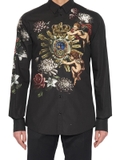 Áo sơ mi dài tay Dolce & Gabbana D&G Crown Print Fitted vương miện King Like Auth 1-1 on web