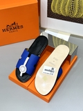 Dép lê sandal Hermes Quai Xanh Dương đế Đen Đế gỗ da bò bản Like Auth 1-1 on web Full 3 box bill thẻ phụ kiện