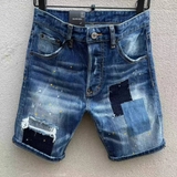 Quần short jean bò ngố đùi Dsquared2 Xanh rách xước vá wash vẩy sơn tag da Like Auth 1-1 on web