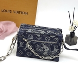 Túi hộp Louis Vuitton đeo chéo Xanh vải bò Jean monogram phối xích Like Auth on web fullbox bill thẻ