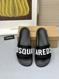 Dép lê quai ngang Dsquared2 Đen logo chữ Trắng new 2024 Like Auth on web fullbox bill thẻ