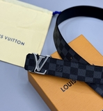 Thắt lưng, dây nịt, belt Louis Vuitton trơn mặt LV dây sọc Caro size 90-95-100cm Like Auth 1-1 on web fullbox