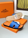 Dép lê sandal Hermes Quai Xanh Đế Cam Đế gỗ da bò bản Like Auth 1-1 on web Full 3 box bill thẻ phụ kiện
