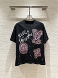 Áo phông T-shirt Louis Vuitton logo LV hoa chữ Nâu Like Auth on web