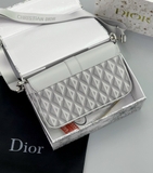 Túi đeo chéo nắp gập Dior họa tiết kim cương khóa cài Like Auth on web fullbox bill thẻ