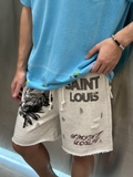 Quần short ngố đùi nỉ Saint Louis họa tiết hoa chữ rách Like Auth 1-1 on web