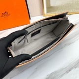 Túi ví Clutch Hermes kẻ chỉ Trắng logo tag chữ H bạc new 2024 27x18x6cm Like Auth on web fullbox bill thẻ