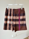 Quần short gió Burberry 2 lớp lót lưới kẻ sọc new 2024 Nâu Đậm Like Auth 1-1 on web