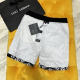 Quần short đùi gió Dolce Gabbana check cạp sườn đen họa tiết Vạn Hoa 2 lớp lót lưới Like Auth 1-1 on web
