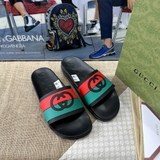 Dép lê lê quai ngang Gucci logo GC quai nổi sọc màu cao su non Like Authentic 1-1 on web