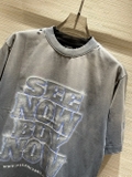 Áo phông T shirt Balenciaga Xám Xanh logo chữ Like Auth on web