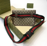 Túi đeo chéo bụng ngực Gucci Nâu nắp gập logo hổ sắt họa tiết monogram Like Auth on web fullbox box nam châm bill thẻ