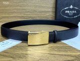 Thắt lưng, dây nịt, belt Prada Milano Đen mặt vuông Vàng size 85-110cm Like Auth 1-1 on web fullbox