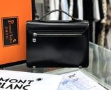 Túi cặp Clutch Mont Blanc Đen trơn bóng nắp gập cài size 25x19x7cm Like Auth on web fullbox bill thẻ