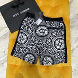 Quần short đùi gió Dolce Gabbana check cạp sườn đen họa tiết Vạn Hoa 2 lớp lót lưới Like Auth 1-1 on web