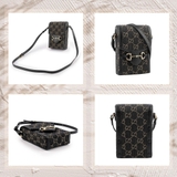 Túi đeo chéo Gucci mini Phone Horsebit 1955 Đen họa tiết monogram New 2024 size17x12x4cm Like Auth on web fullbox bill thẻ