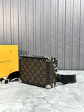 Túi đeo chéo Louis Vuitton hộp cốp vuông Nâu hoa vân phối viền tán đinh đính hạt cườm Like Auth on web fullbox bill thẻ