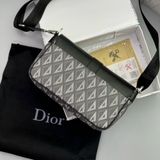 Túi đeo chéo nắp gập Dior họa tiết kim cương khóa cài Like Auth on web fullbox bill thẻ