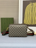 Túi đeo chéo Clutch cầm tay Gucci Ophidia Nâu họa tiết monogram tag vải Xanh Đỏ Like Auth on web fullbox bill thẻ