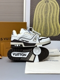 Giày sneaker Louis Vuitton Trainer Trắng Nâu vân dập chìm monogram new 2024 Like Auth on web fullbox bill thẻ phụ kiện