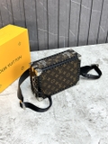 Túi đeo chéo Louis Vuitton hộp cốp vuông Nâu hoa vân phối viền tán đinh đính hạt cườm Like Auth on web fullbox bill thẻ