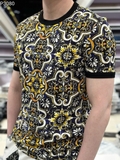 Áo phông T-shirt Dolce Gabbana họa tiết vạn hoa Vàng Xanh new 2024 Like Auth on web
