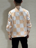 Áo sơ mi dài tay Louis Vuitton Damier họa tiết Caro Cam Trắng new 2024 Like Auth 1-1 on web