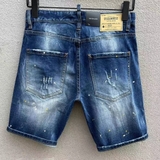 Quần short jean bò ngố đùi Dsquared2 Xanh rách xước vá wash vẩy sơn tag da Like Auth 1-1 on web