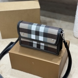 Túi Đeo Chéo Burberry Small mini Check Canvas and Leather Bag size 19x15x5cm Like Auth on web fullbox bill thẻ